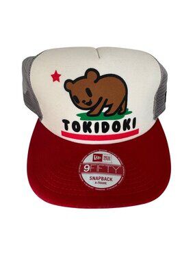 Tokidoki X New Era 9Fifty Snapback Hat A-Frame Trucker Bear Logo Red/White